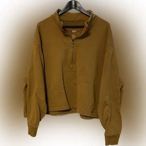 Girlfriend Collective 50/50, 3/4 zip crop sweatshirt